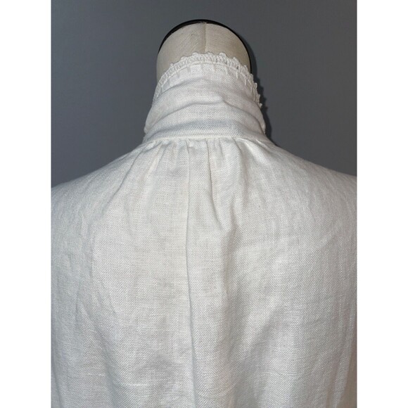 Zara Woman White Linen Duster Trench Coat size XS Oversized Lagenlook Minimalist - Picture 8 of 11